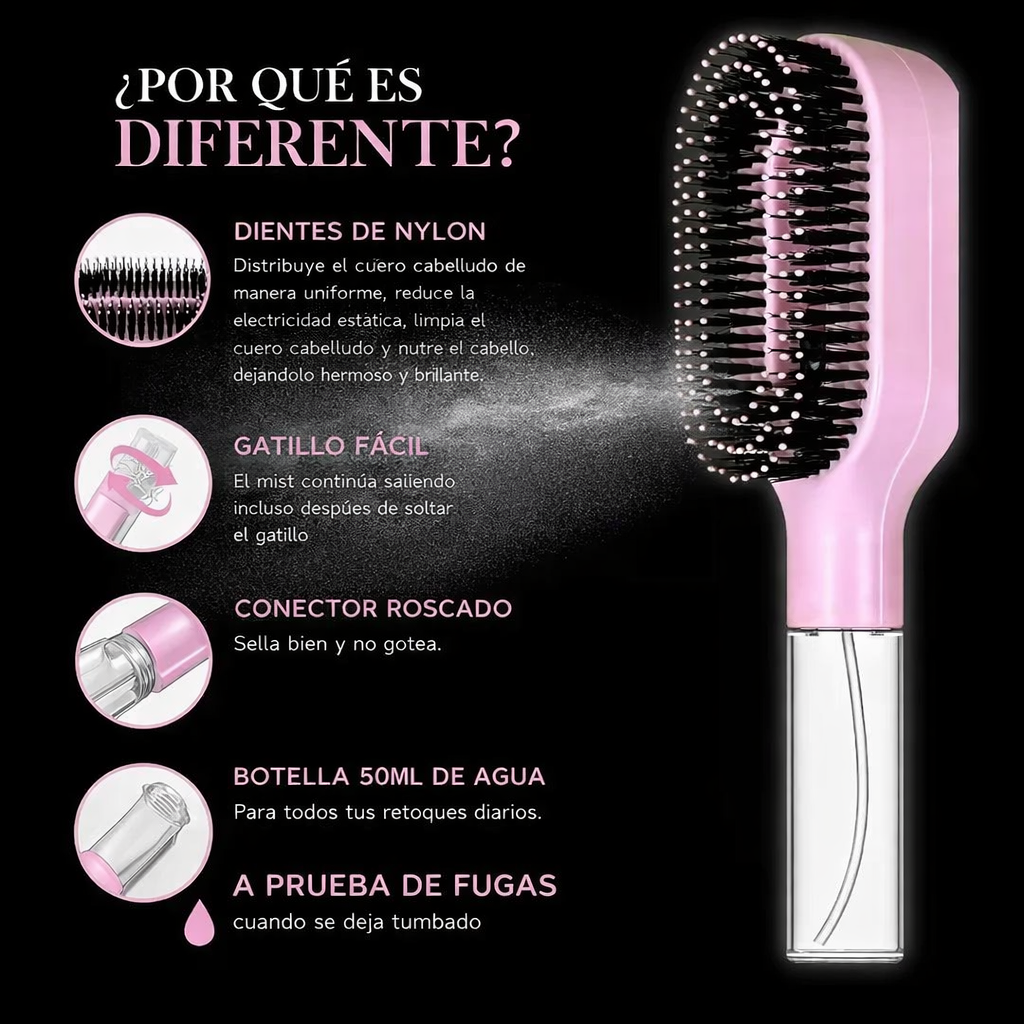 WaterComb Cepillo con Spray 2 en 1